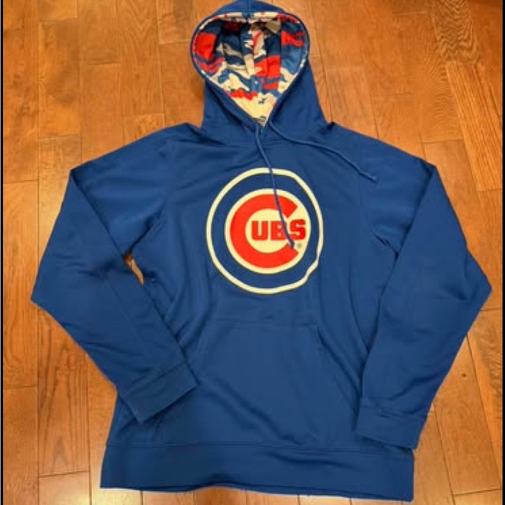 Chicago Cubs Blue Pullover Hoodie - Men's Team Sweatshirt Medium - Camo Hood